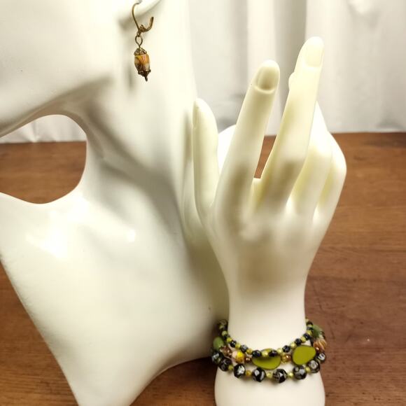 HANDMADE Triple Confetti Bracelet & Earrings - Picture 1 of 7